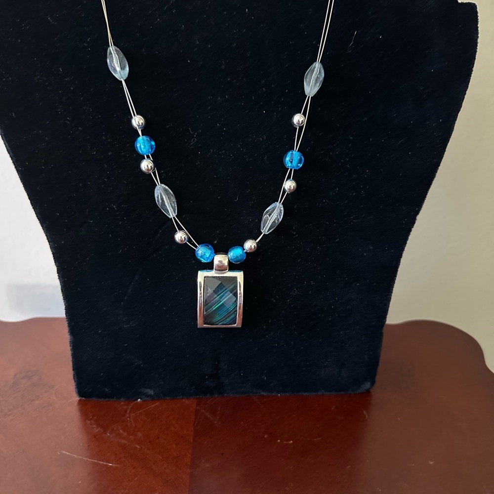 Blue and Silver Pendant Necklace - Picture 2 of 3